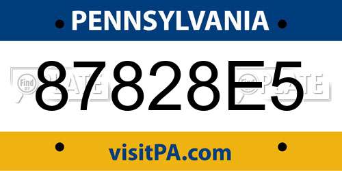 87828E5 Pennsylvania License Plate