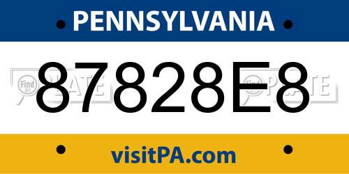 87828E8 Pennsylvania License Plate