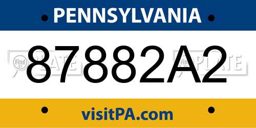 87882A2 Pennsylvania License Plate