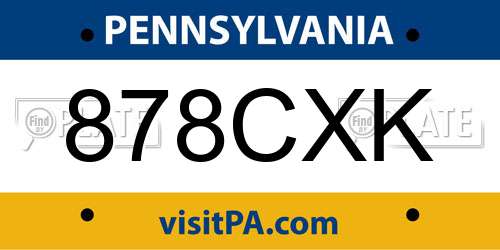 878CXK Pennsylvania License Plate