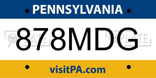 878MDG Pennsylvania License Plate