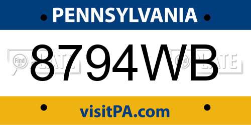 8794WB Pennsylvania License Plate