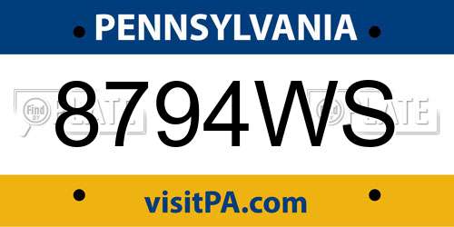 8794WS Pennsylvania License Plate