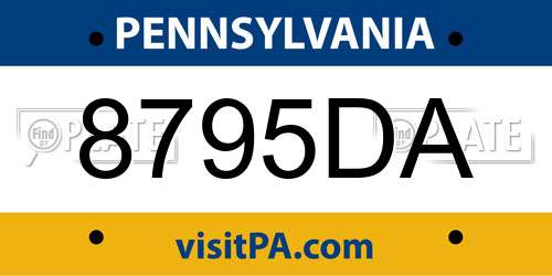 8795DA Pennsylvania License Plate