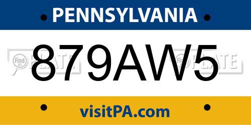 879AW5 Pennsylvania License Plate