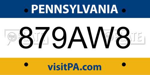 879AW8 Pennsylvania License Plate