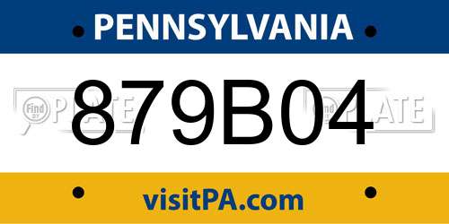 879B04 Pennsylvania License Plate