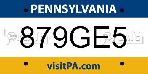 879GE5 Pennsylvania License Plate