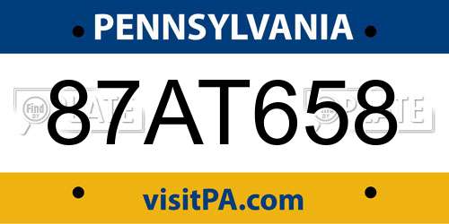 87AT658 Pennsylvania License Plate