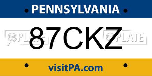 87CKZ Pennsylvania License Plate