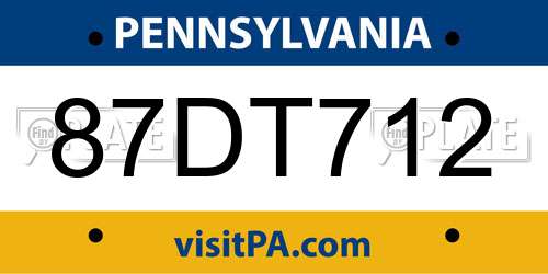 87DT712 Pennsylvania License Plate