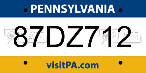 87DZ712 Pennsylvania License Plate