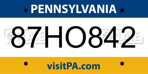 87HO842 Pennsylvania License Plate