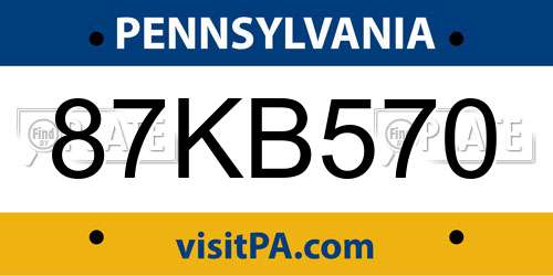 87KB570 Pennsylvania License Plate