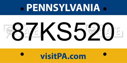 87KS520 Pennsylvania License Plate