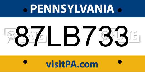 87LB733 Pennsylvania License Plate