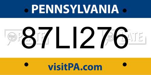 87LI276 Pennsylvania License Plate