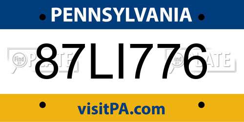87LI776 Pennsylvania License Plate