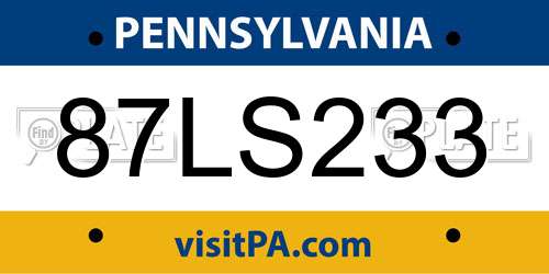 87LS233 Pennsylvania License Plate