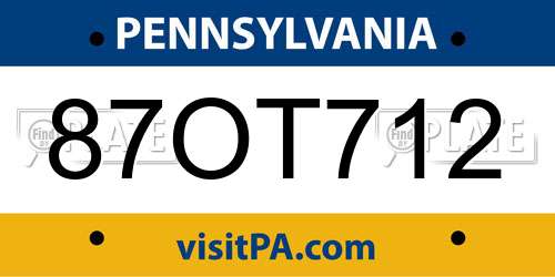 87OT712 Pennsylvania License Plate