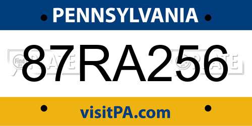 87RA256 Pennsylvania License Plate