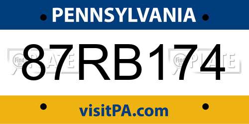 87RB174 Pennsylvania License Plate