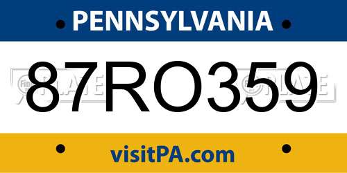 87RO359 Pennsylvania License Plate