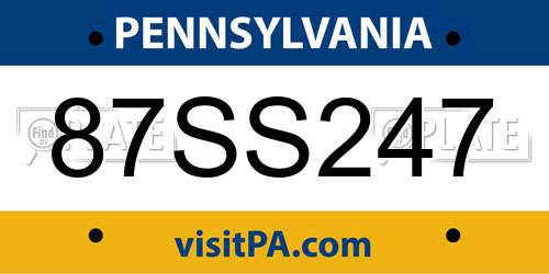 87SS247 Pennsylvania License Plate
