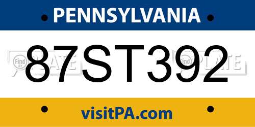 87ST392 Pennsylvania License Plate
