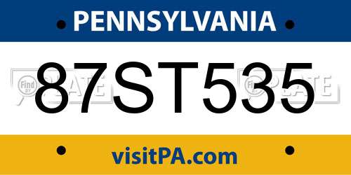 87ST535 Pennsylvania License Plate