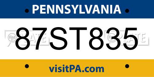 87ST835 Pennsylvania License Plate