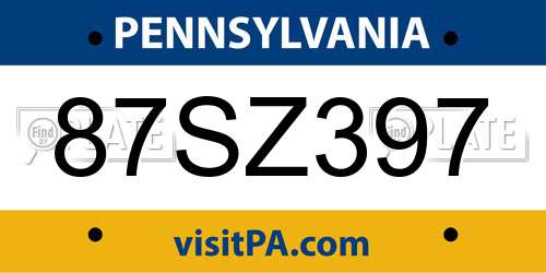 87SZ397 Pennsylvania License Plate