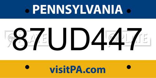 87UD447 Pennsylvania License Plate
