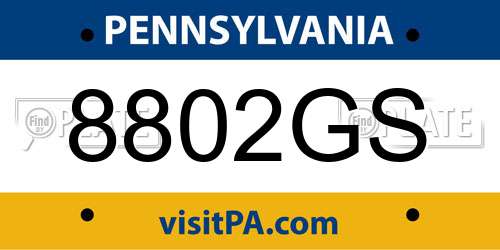 8802GS Pennsylvania License Plate