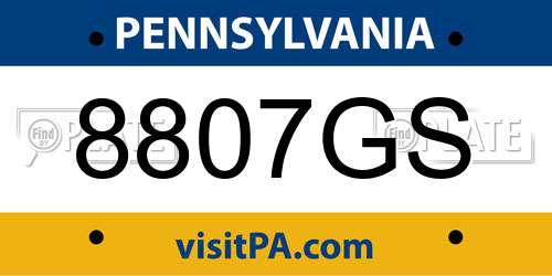 8807GS Pennsylvania License Plate