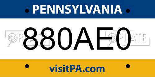 880AE0 Pennsylvania License Plate