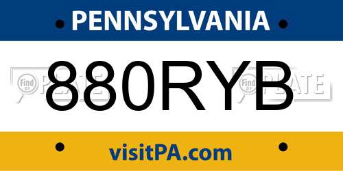 880RYB Pennsylvania License Plate