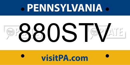 880STV Pennsylvania License Plate