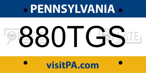 880TGS Pennsylvania License Plate