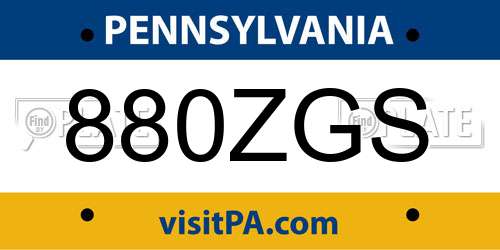 880ZGS Pennsylvania License Plate