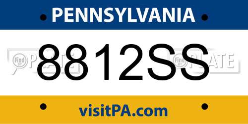 8812SS Pennsylvania License Plate