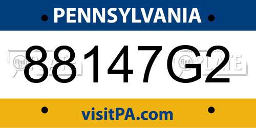 88147G2 Pennsylvania License Plate