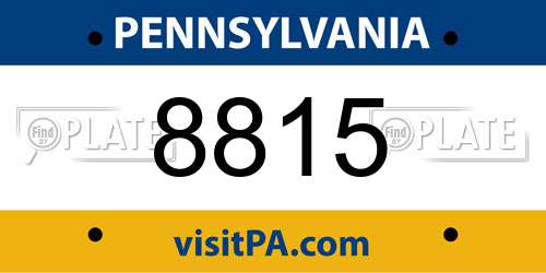 8815 Pennsylvania License Plate