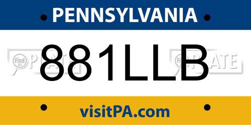 881LLB Pennsylvania License Plate