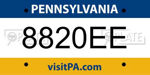 8820EE Pennsylvania License Plate