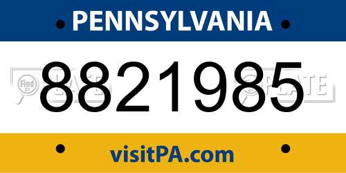 8821985 Pennsylvania License Plate