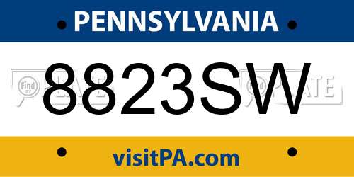 8823SW Pennsylvania License Plate