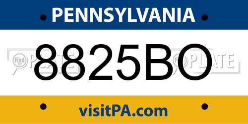 8825BO Pennsylvania License Plate