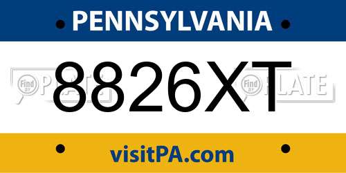 8826XT Pennsylvania License Plate