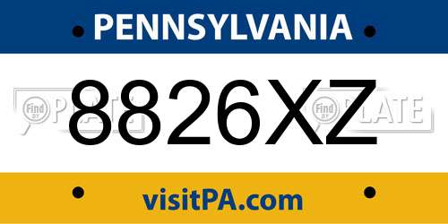 8826XZ Pennsylvania License Plate